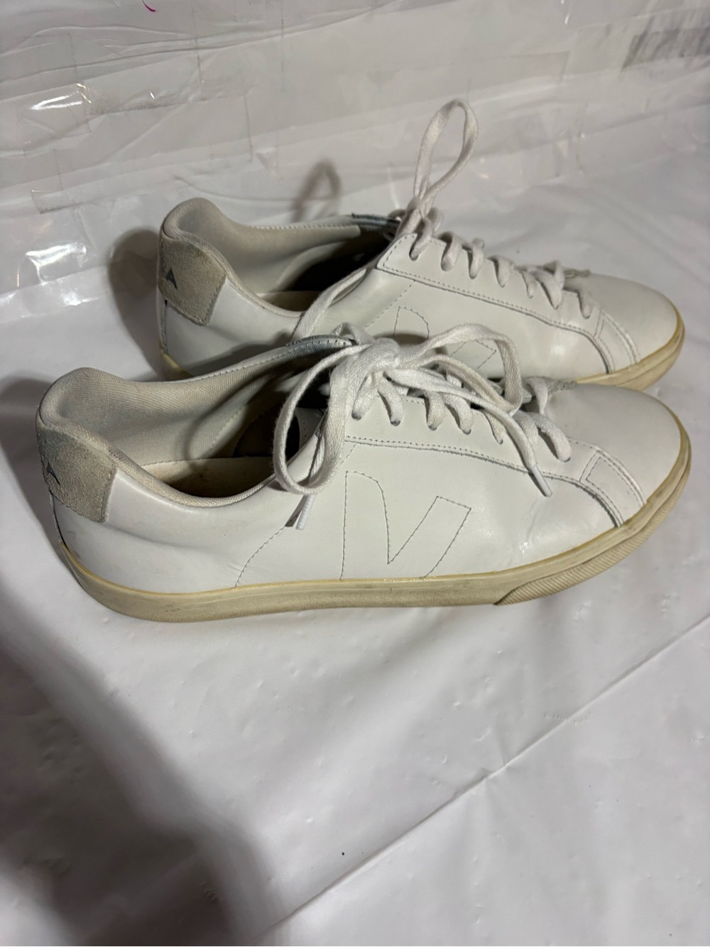 Veja White Leather Low-Top Sneakers